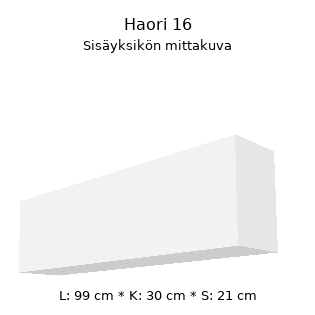 Toshiba Haori 16 sisäyksikön mitat